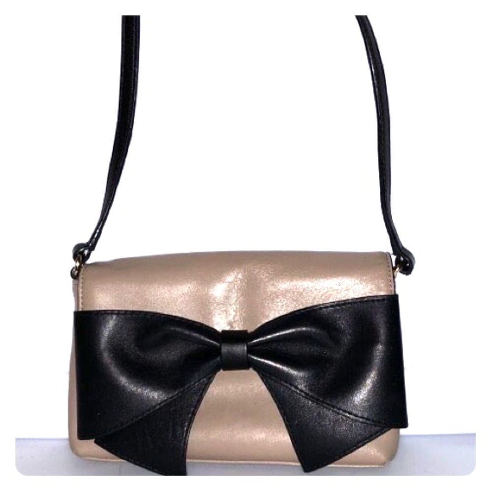 Kate Spade Crossbody; small; bow; tan; black